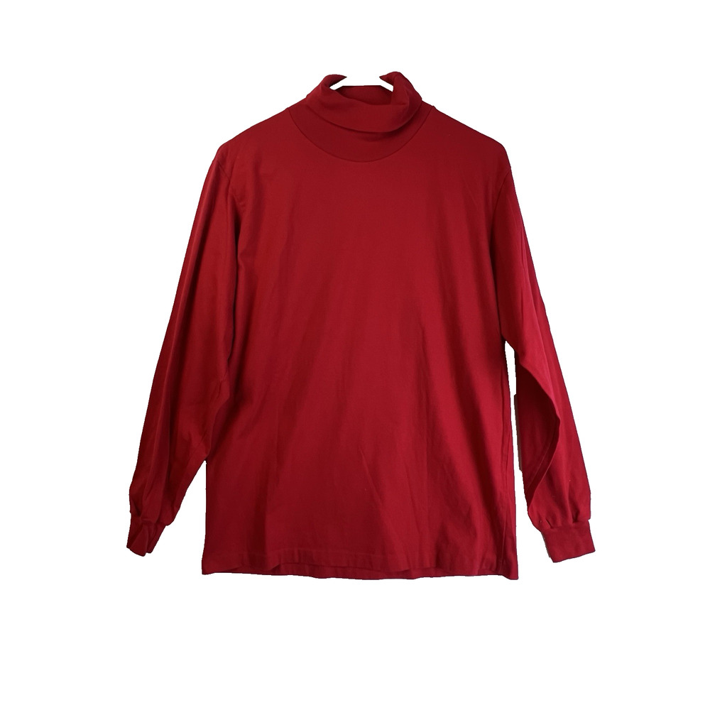 Cross Creek Red Turtleneck Women Large Cotton Knit Basic Layering Outdoors USA